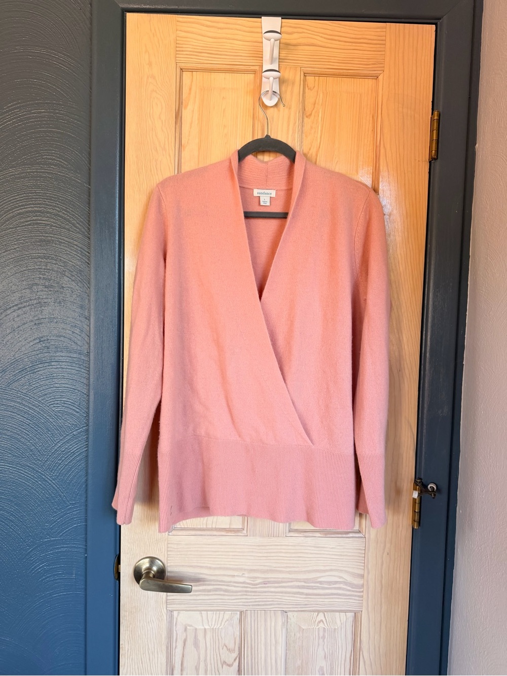 Sundance 100% Cashmere Dusty Rose V-Neck Wrap Sweater